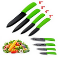 5" Black Blade Green Handle Sharp Ceramic Chef's Kitchen Knife, Laser Etching Logo Custom
